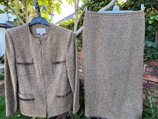 Gloria Estelles Spanish designer skirt + jacket suit tweed size 16-18 vintage