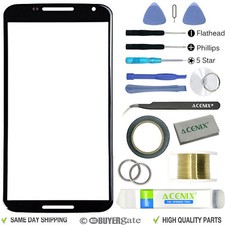 Motorola Google Nexus 6 Replacement Screen Genuine Glass Repair Kit Black + Tape