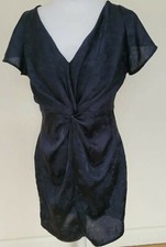 Lipsy Navy Jacquard Twist Front Dress UK 12