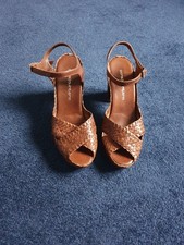 Pons Quintana Spanish Quality Chocolate Brown Leather High Block Heels Shoes 7