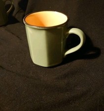 Vintage Staffordshire Tableware  Green Orange Inner Stoneware Mug  Octagonal
