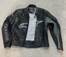 ALPINESTARS Motorcycle UK 10.5 100% Cow Leather Protective Armored Jacket Coat 