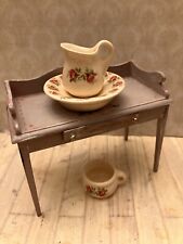 Dolls House 1/12 Scale Miniature Wash Stand & Accessories Jug Bowl Chamber Pot 