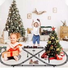 Train Set Remote Control Toy w/Steam Locomotive, Cargo Cars &Tracks