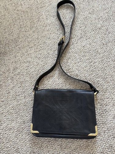 Black leather biba shoulder - leather,