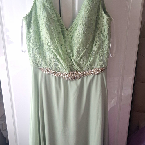 Green lace beaded waist neck - green,