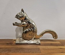 Vintage Cast Gold Metal Novelty Kitsch Squirrel Shape Retro Nutcracker VGC 