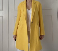 Zara Yellow Long Blazer Jacket Size S Sizes 8-12 Relaxed Fit