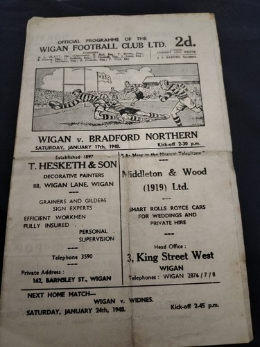 Vintage rugby league programme - rugby,