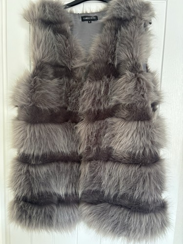 Grey faux fur women gilet - faux,