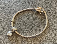 STUNNING SOLID STERLING SILVER BRACELET IN THE STYLE OF PANDORA,WITH “JUNE CHARM