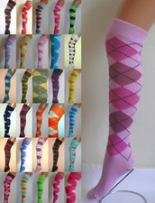 ARGYLE CHECK DIAMOND OVERKNEE OVER KNEE HIGH SOCKS PUB GOLF FANCY DRESS DANCE