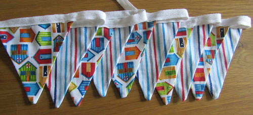 Beach huts stripe - huts, fabric