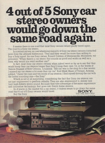 1984 sony car stereo cassette - sony,