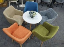 Fabric Tub Chair Wing Back Armchair Sofa Vanity Bedroom Dressing Dining Chair-K5