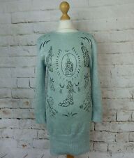 Vintage long jumper tunic dress pale blue regency ladies historical S 8 10