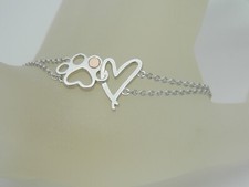 Welsh Clogau Sterling Silver & 9ct Rose Gold Pawprints on my Heart Bracelet