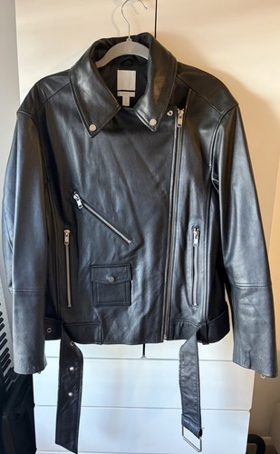 Black leather biker - biker, jacket