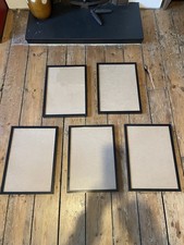5 Black Wood Frames With Glass - Bundle