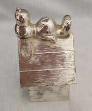 1958 Vintage Leonard Metal Peanuts Snoopy On Dog House Coin Bank Silver Plate