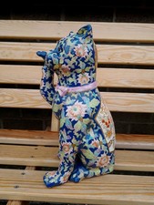 VINTAGE ANTIQUE CHINESE LARGE PORCELAIN HANDPAINTED CAT DISPLAY COLLECTOR MARKED