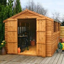 12x8 WOODEN GARDEN SHED APEX ROOF FELT WINDOW FLOOR DOUBLE DOOR STORAGE 12ft 8ft