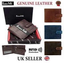 Designer Mens Leather Wallet RFID SAFE Contactless Card Blocking ID Protection