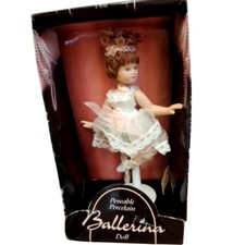 Poseable Porcelain Ballerina Doll with Authentic Ballet Costume