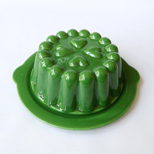 Zell am Harmersbach 1960s green ceramic jelly mould dish, West German retro MCM