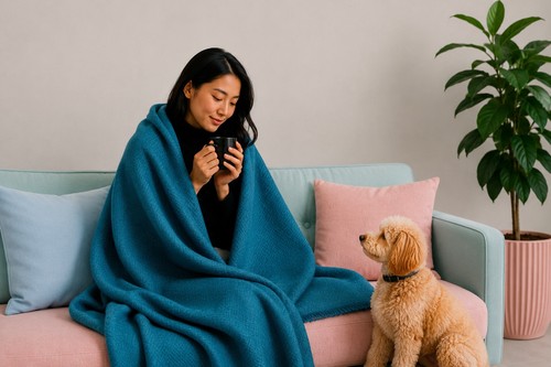 Teal cashmere throw - cashmere, blanket