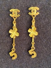 Chanel Vintage Gold Plated Drop Earrings