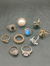 ✨ Vintage Ring Bundle – 10 Costume Jewellery Rings with Faux Stones & Pearl ✨