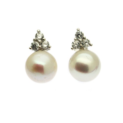 Pearl faux diamond stud - pearl, &