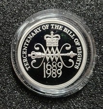 1989 Bill of Rights 2 Pound Coin £2 Tercentenary 1689- 1989 .925 Silver 16g.