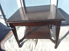 VINTAGE RETRO MAHOGANY TONE WOOD STAG COFFEE TABLE with SHELF
