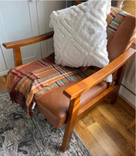 Mid Century Modern Armchair PU Leather Lounge Room Sofa Chair Wooden Danish Seat