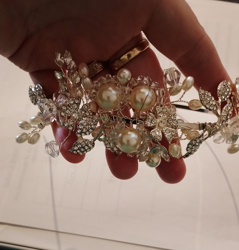 Bridal tiara flower - flower, silver