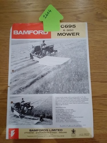 Bamford c695 disc mower - c695,