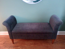 Laura Ashley upholstered 'Prestbury' Bench / Ottoman in charcoal chenille