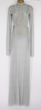 FEBEN SILVER-TONE WOMENS ARMOUR MAXI DRESS LONG SLEEVE EU 34 SILVER RRP £1012 EG