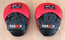 MAXX Pro Boxing Gear Black Red Curved Focus Pads, Hook & Jab Pad.