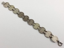 Trench Art Silver 3 Pence Coin Bracelet 1908 - 1921 17.4g