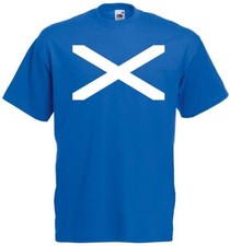 Mens Scotland Saltire St Andrews Cross Scottish Flag Sports Unisex Blue T-Shirt