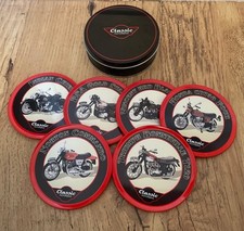 Classic Motorbikes Coasters Atlas Editions Set of 6 Different Cork Backed In Tin