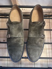 OKeefe Men’s Green Suede Double Monk Strap Shoes Size UK 9 EU 43 US 10 New