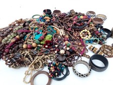 Large Bundle of Mixed Wooden Bead Jewellery Bracelets Necklaces Joblot