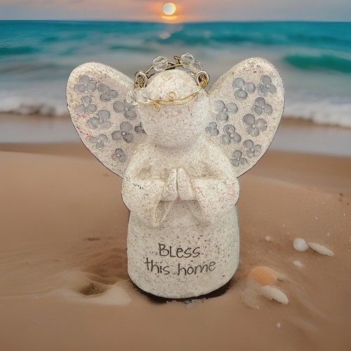 Vtg angel figurine with beaded - angel,