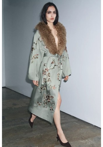 Zara faux fur collar kimono - zara,