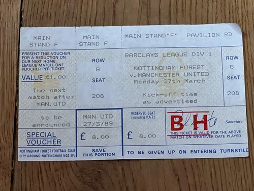 Ticket 1988 nottingham - 1988/89,