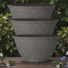 Atlas grey 10in plant bowl - grey,